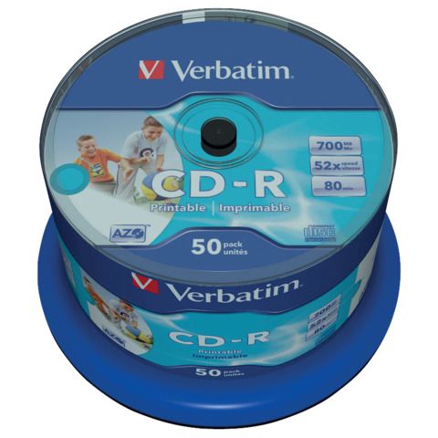Verbatim - Scatola 50 CD-R Bulk Data Life Plus - spindle 1X/52X - 43438 -700MB
