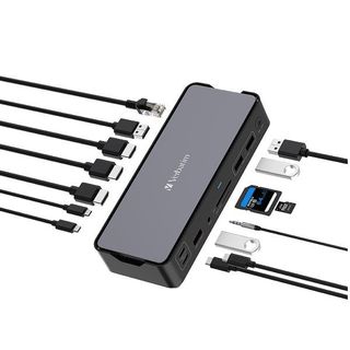 Verbatim Pro - Docking station - USB-C - 2 x HDMI, DP - 1GbE - 100 Watt