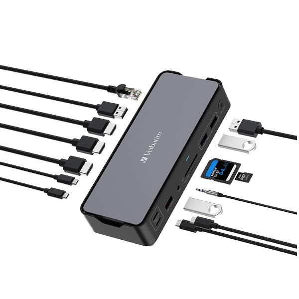 Verbatim Pro - Docking station - USB-C - 2 x HDMI, DP - 1GbE - 100 Watt