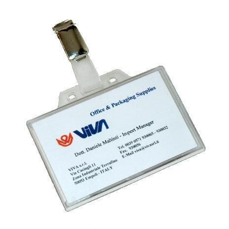 Viva - Badge per il nome - per 95 x 60 mm - trasparente (pacchetto di 100)