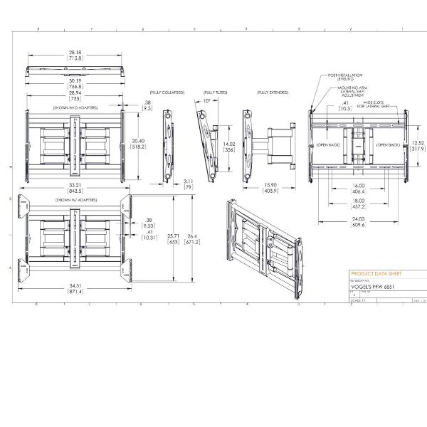 Vogel's PFW 6851 - Kit montaggio (montaggio a muro) - per pannello piatto - ner…