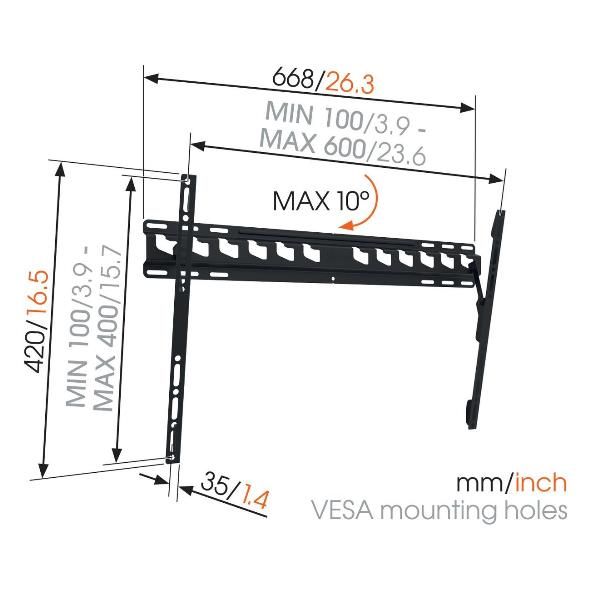 Vogels MA4010-B1 Staffa inclinabile VESA 600x400, 40-65'