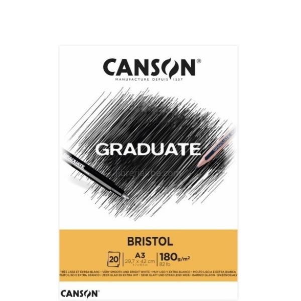 CANSON Graduate Bristol - Blocco incollato sul lato corto - A3 - 20 fogli - ext…
