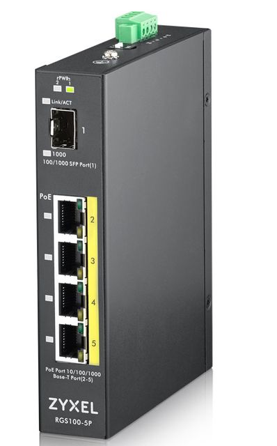 Zyxel RGS100-5P - Switch - unmanaged - 4 x 10/100/1000 (PoE+) + 1 x Fast Ethern…