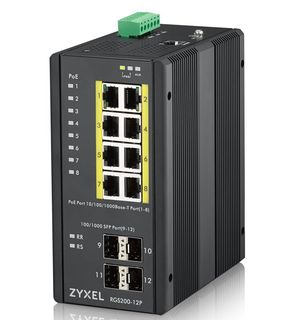 Zyxel RGS200-12P - Switch - gestito - 8 x 10/100/1000 (PoE+) + 4 x SFP - montab…