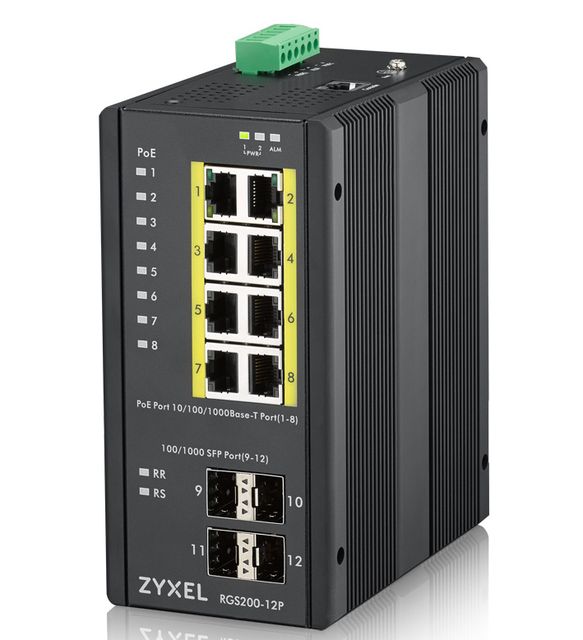 Zyxel RGS200-12P - Switch - gestito - 8 x 10/100/1000 (PoE+) + 4 x SFP - montab…