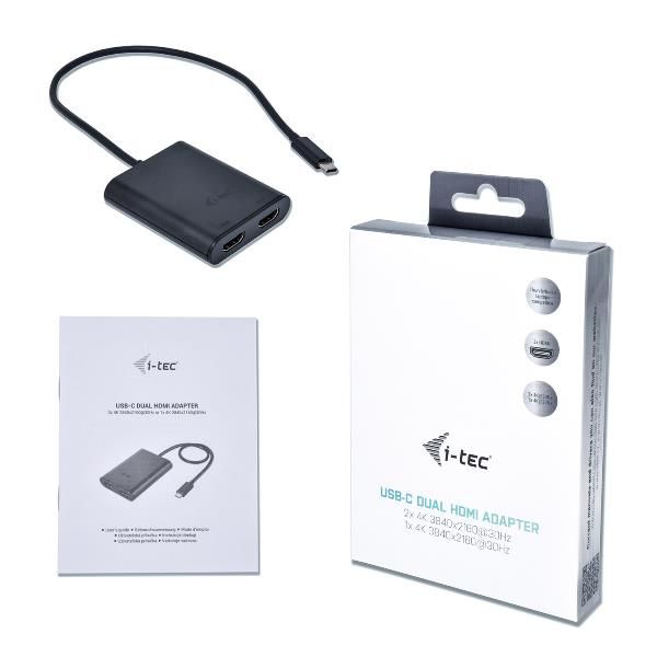 i-Tec - Adattatore video esterno - USB-C 3.1 - 2 x HDMI - nero