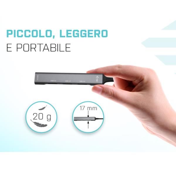 i-Tec USB 3.0 Metal HUB - Hub - 1 x SuperSpeed USB 3.0 + 3 x USB 2.0 - desktop