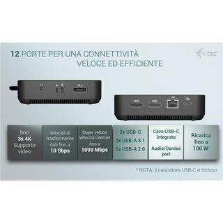 i-tec USB-C DP Dual HDMI Docking Station with Power Delivery 100 W + Universal …