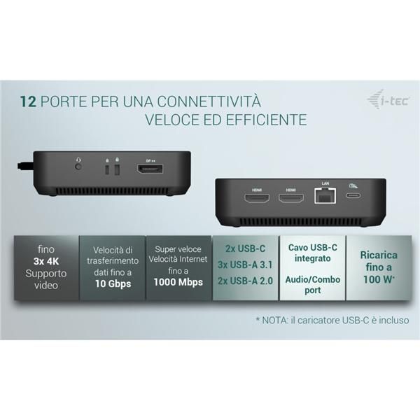 i-tec USB-C DP Dual HDMI Docking Station with Power Delivery 100 W + Universal …