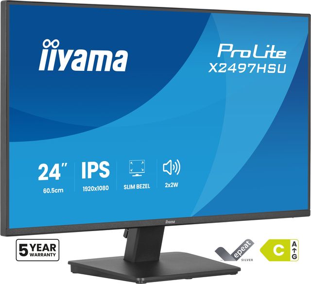 iiyama ProLite X2497HSU-B1, 60,5 cm (23.8ʺ), 1920 x 1080 Pixel, Full HD, LED, 4…