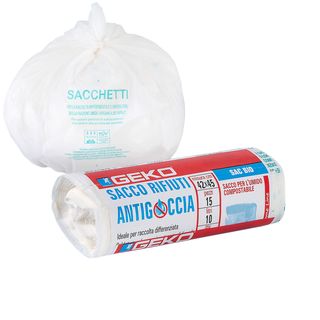 15 Sacchi rifiuti organici Sac Bio 42x45cm 10L 12my bianco Geko