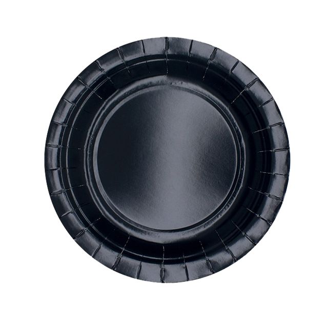 25 piatti piani D18cm Ecocolor biodegradabile nero Big Party