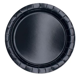 25 piatti piani D24cm Ecocolor biodegradabile nero Big Party