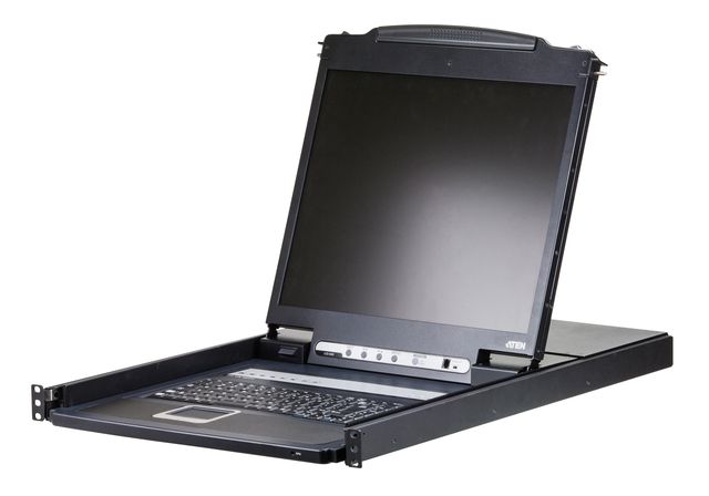 ATEN 8-PORT SINGLE RAIL 19" LCD KVM UK