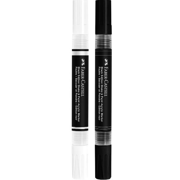 Astuccio 2 marcatori ShakePaint Black Edition nero e bianco Faber-Castell