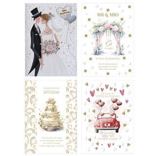 Biglietto Matrimonio con foil oro e rilievo fantasie assortite Rex Sadoch