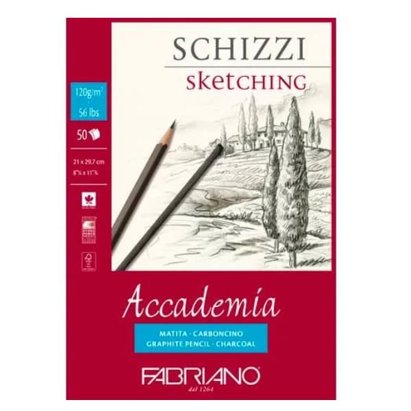 Blocco collato Fabriano Accademia grana naturale 120 g A4 - 50 fogli - 41122129