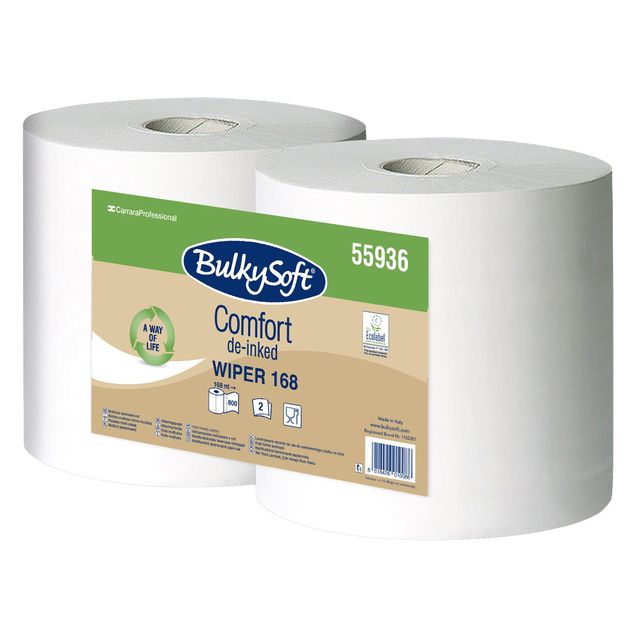 Bobina Multiuso 2 veli Bulkysoft Comfort Wiper 168 mt - bianco - Conf. 2 rotoli…