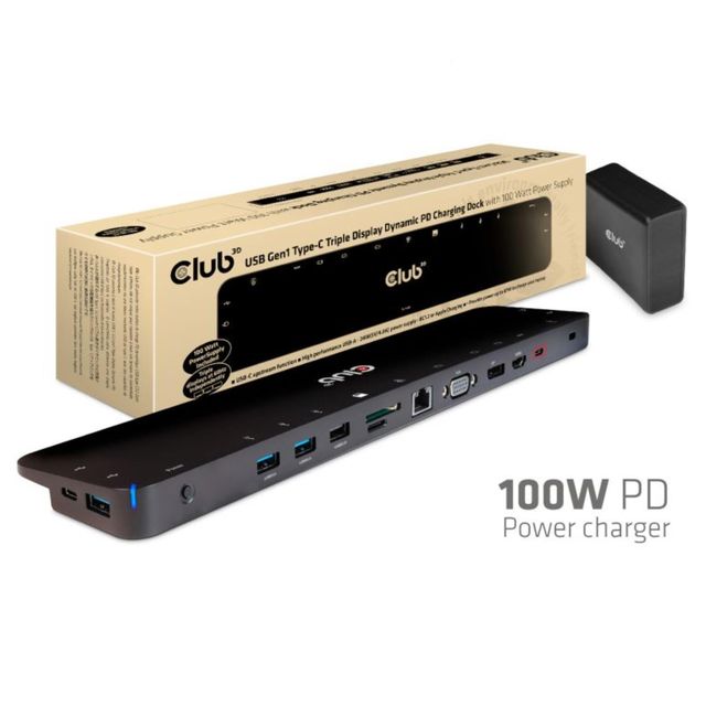 CLUB3D CSV-1564W100, Docking, USB 3.2 Gen 1 (3.1 Gen 1) Type-C, Nero, Lenovo De…