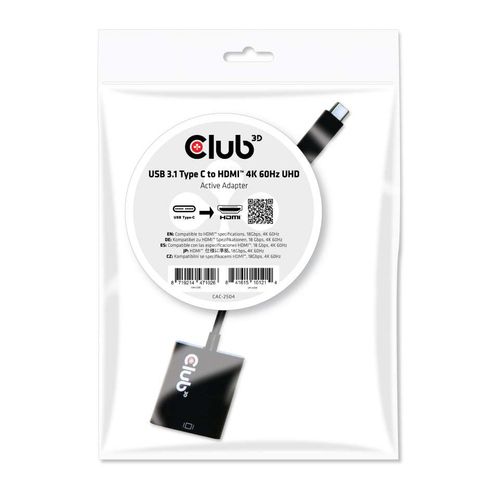 CLub3D cavo adattatore attivo USB 3.1 TypeC a HDMI 2.0