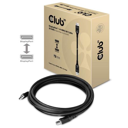 CLUB3D CAVO DISPLAYPORT 1.4 HBR3 MASCHIO/MASCHIO 5MT 8K 28AWG BLACK