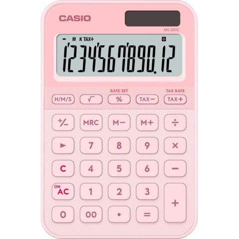 Calcolatrice da tavolo mini Casio MS-20YC-LP-W-EP con display a 12 cifre e alim…