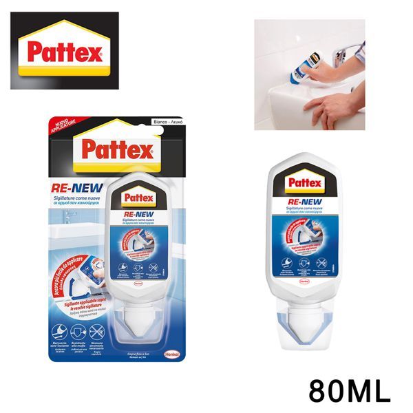 Colla silicone bagno sano Renew 2.0 Pattex 80 ml bianco 2760634