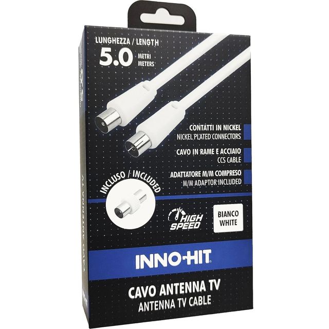 INNO-HIT IH-E84612 CAVO ANTENNA COASSIALE MASCHIO/FEMMINA 5 MT BIANCO