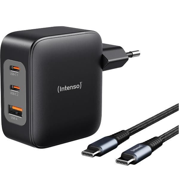 INTENSO POWER ADAPTER CARICABATTERIE DA RETE GaN 100W 1 x USB-A 2 x USB-C + CAV…