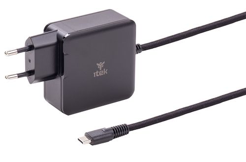 ITEK ALIMENTATORE A MURO PER NB E DISPOSITIVI USB-C, PD 65W, GAN