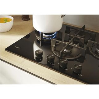 Candy Moderna CVG6DTB, Nero, Da incasso, 59.5 cm, Gas, Acciaio inox, 4 Fornelli