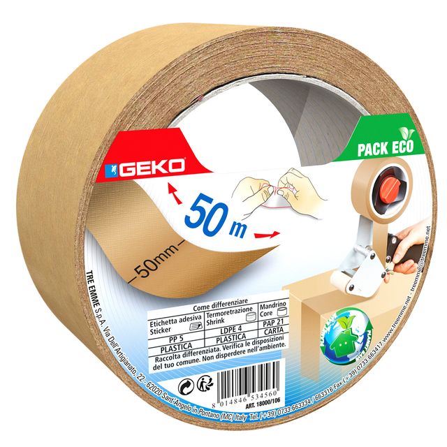 Nastro adesivo in carta 50mmx50mt avana Geko