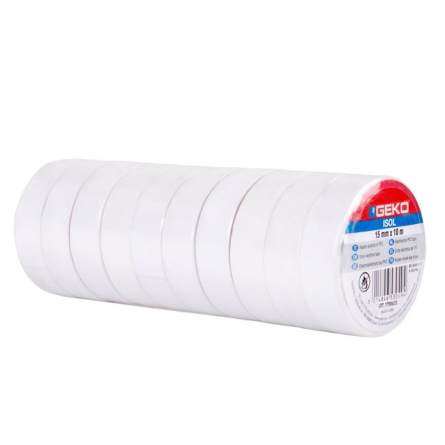 Nastro adesivo isolante 15mmx10mt bianco Geko