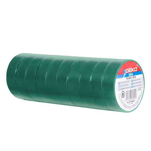 Nastro adesivo isolante 15mmx10mt verde Geko