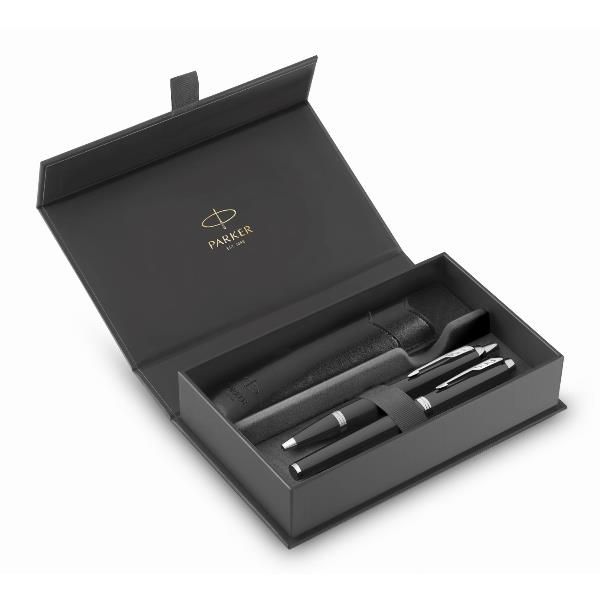 PARKER GIFT SET DUO PENNA A SFERA PUNTA M E PENNA STILOGRAFICA FUSTO LACCATO NE…