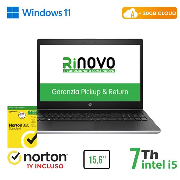 RINOVO NB HP 450 G5 i5-7X00U DDR4 8GB SSD 512GB 15.6" No Dvd W11P Grade A 1Y Wa…