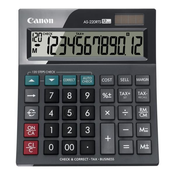 Canon AS-220RTS - Calcolatrice da tavolo - 12 cifre - pannello solare, batteria…
