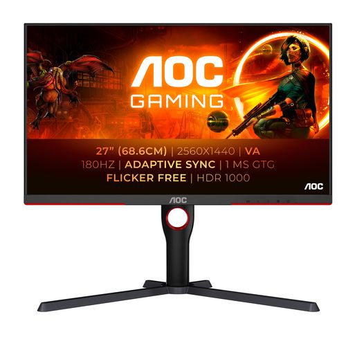 27 AOC Gaming 16:9 VA 2K 180Hz Reg Alt Ergonomico