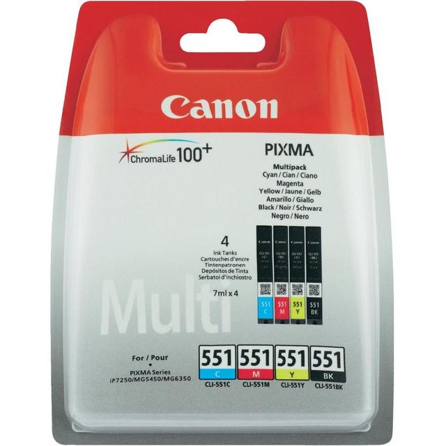 Canon CLI-551 C/M/Y/BK Multipack - Confezione da 4 - nero, giallo, ciano, magen…