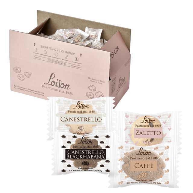 Scatola 200 biscotti al burro assortiti 4 gusti classici 1250gr Loison