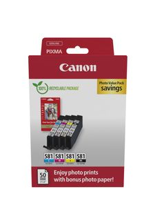 Canon CLI-581 C/M/Y/BK Photo Value Pack - Confezione da 4 - 5.6 ml - nero, gial…