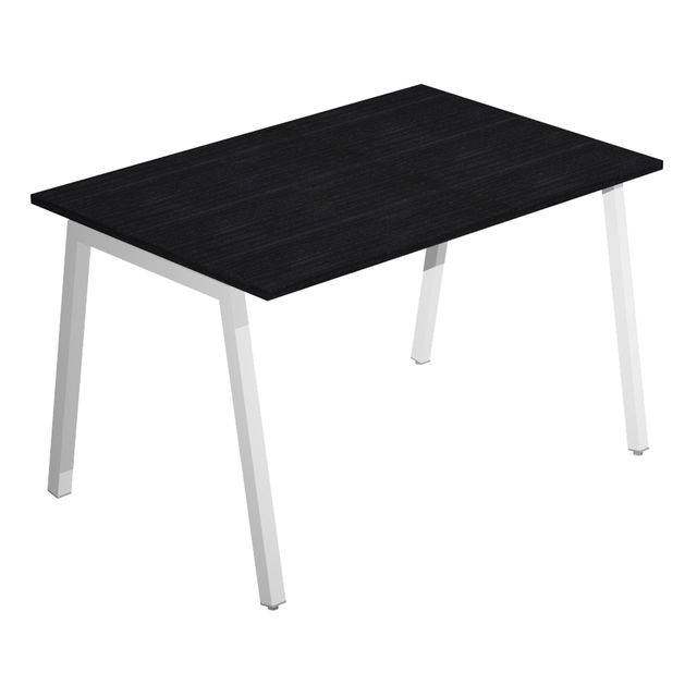 Scrivania lineare Easy struttura bianca gambe inclinate 120X80cm nero venato