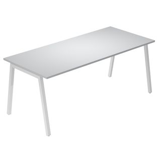 Scrivania lineare Easy struttura bianca gambe inclinate 180x80cm grigio