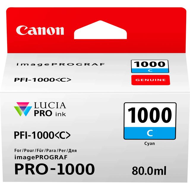 Canon PFI-1000 C - 80 ml - ciano - originale - serbatoio inchiostro - per image…