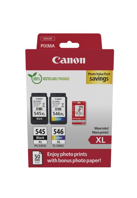 Canon PG-545XL/CL-546XL Photo Paper Value Pack - Confezione da 2 - Alta resa - …