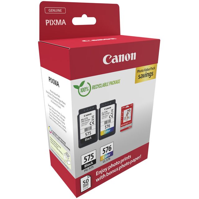 Canon PG-575/CL-576 Photo Paper Value Pack - Confezione da 2 - nero, colore (ci…
