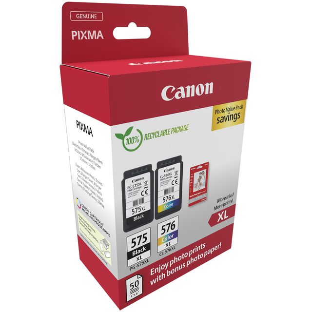 Canon PG-575XL/CL-576XL Photo Paper Value Pack - Confezione da 2 - Alta resa - …
