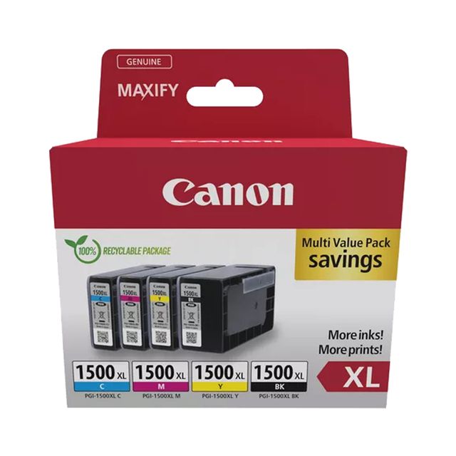 Canon PGI-1500XL BK/C/M/Y Multipack - Confezione da 4 - XL - nero, giallo, cian…