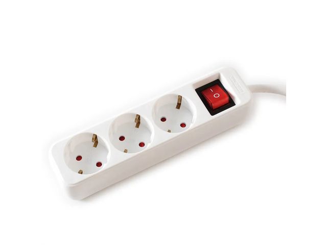 VALUE POWER STRIP, 3X, CON INTERRUTTORI, BIANCO, 3M, SHUKO